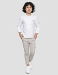 Little M Casual Stripe Kemeja Koko Lengan Panjang Anak Laki-laki