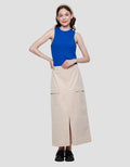 Nevada Cargo Nylon Taslan Wrinked Rok Midi Wanita