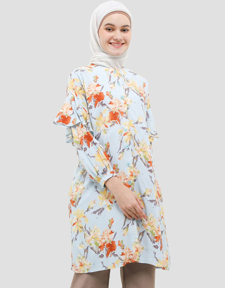 Arjuna Weda Regular Fit Kembang Abstrak Tunik Wanita