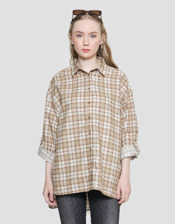 Nevada Check Oversize Women's Long Sleeve Shirt