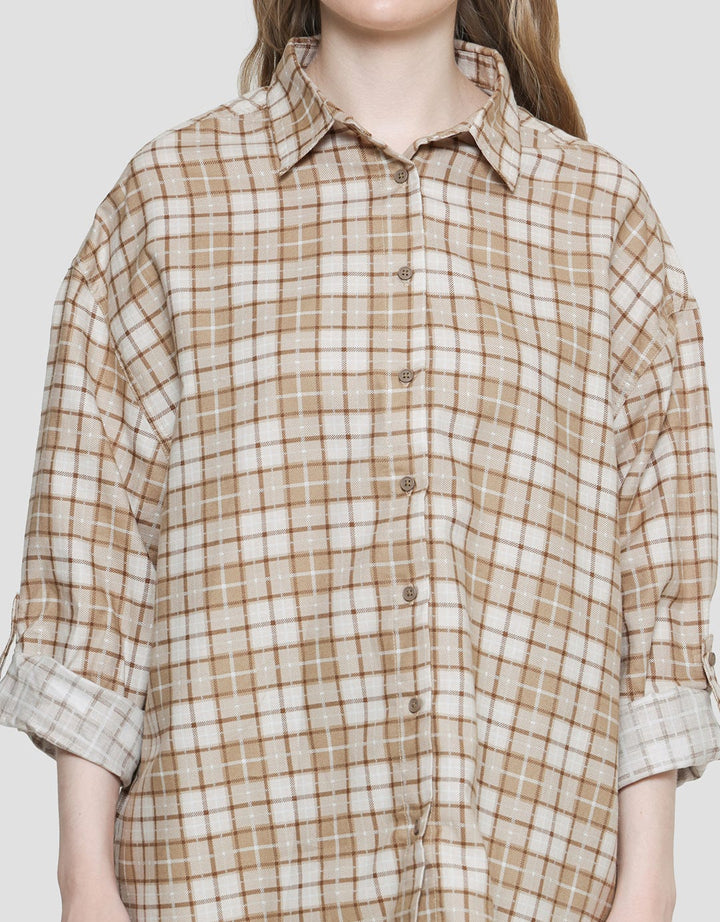 Nevada Check Oversize Women's Long Sleeve Shirt