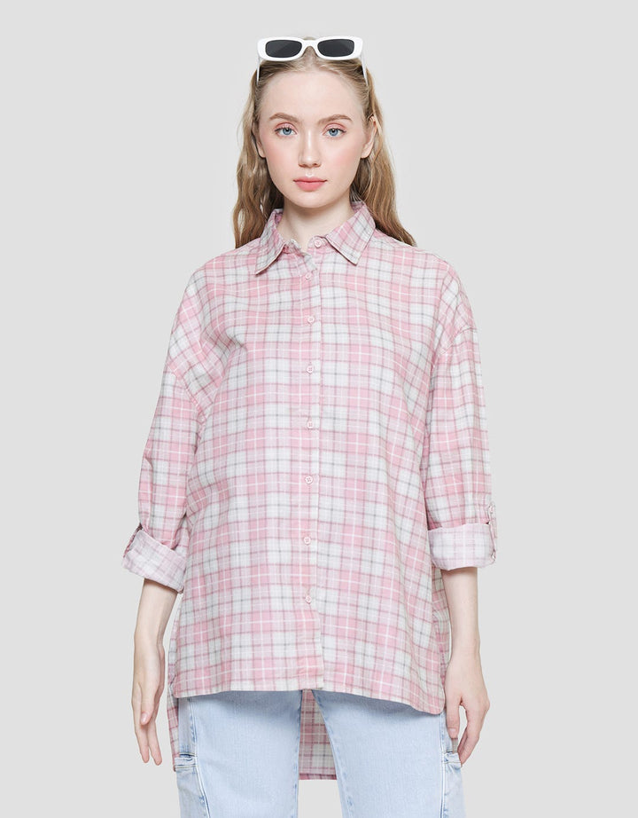Nevada Check Oversize Women's Long Sleeve Shirt
