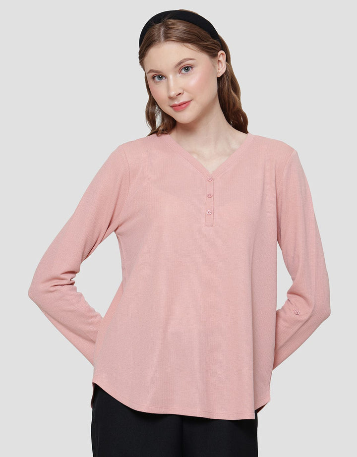 Connexion Vneck Texture Women's Long Sleeve T-Shirt