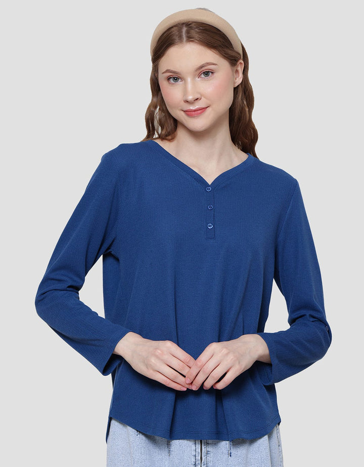 Connexion Vneck Texture Women's Long Sleeve T-Shirt