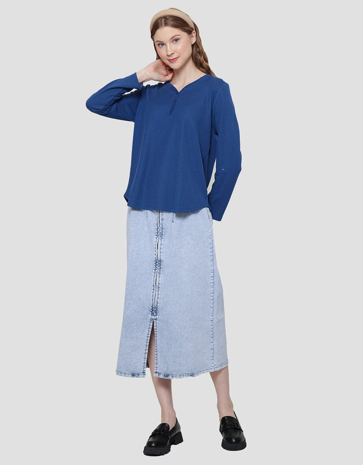 Connexion Vneck Texture Women's Long Sleeve T-Shirt