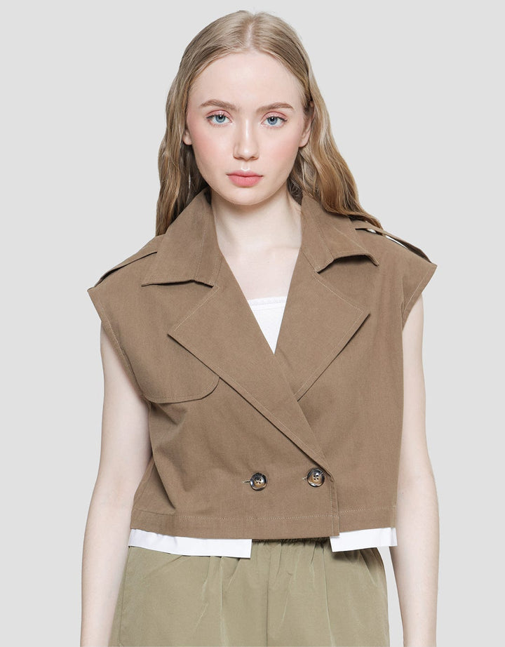 American Jeans Sleeveless With Double Button Vest for Women