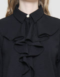 Connexion Poly Crinkle Ruffle Women's Long Sleeve Shirt