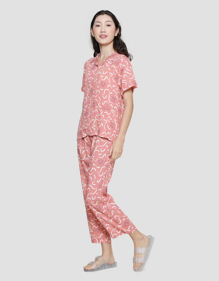 Disney Wave Line Stitch Piyama Set Wanita