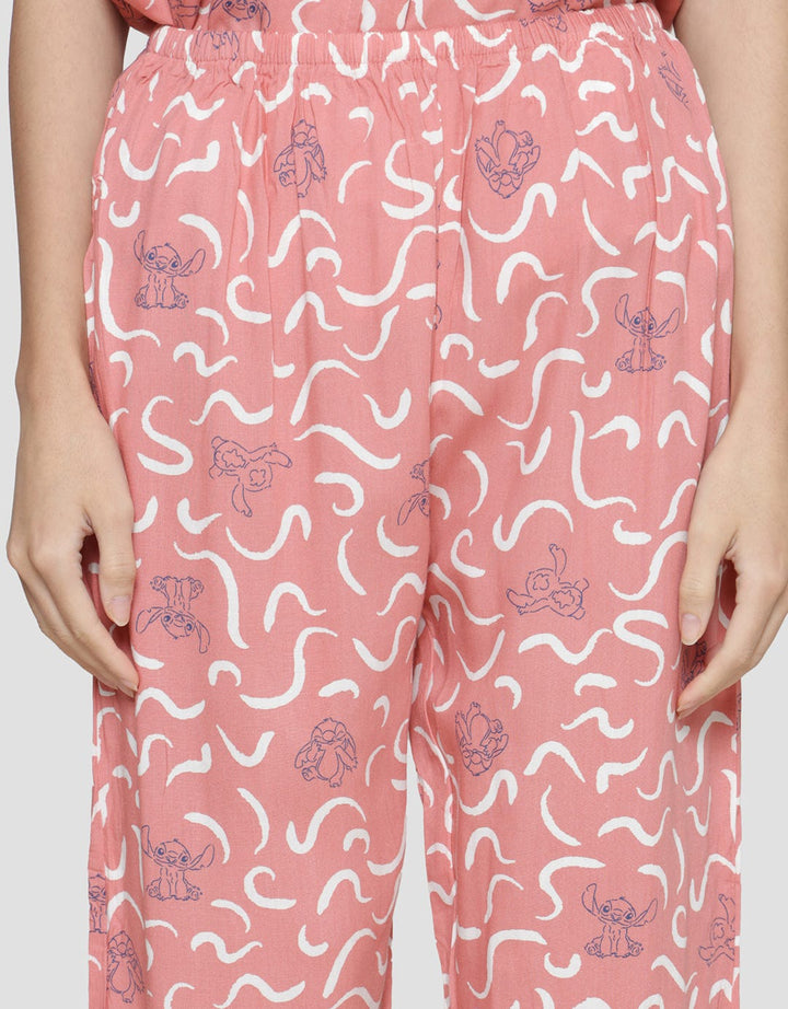 Disney Wave Line Stitch Piyama Set Wanita