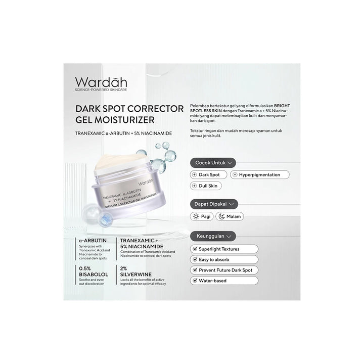 Wardah Tranexamic Alpha-Arbutin + 5% Niacinamide Dark Spot Corrector Gel Moisturizer 30g