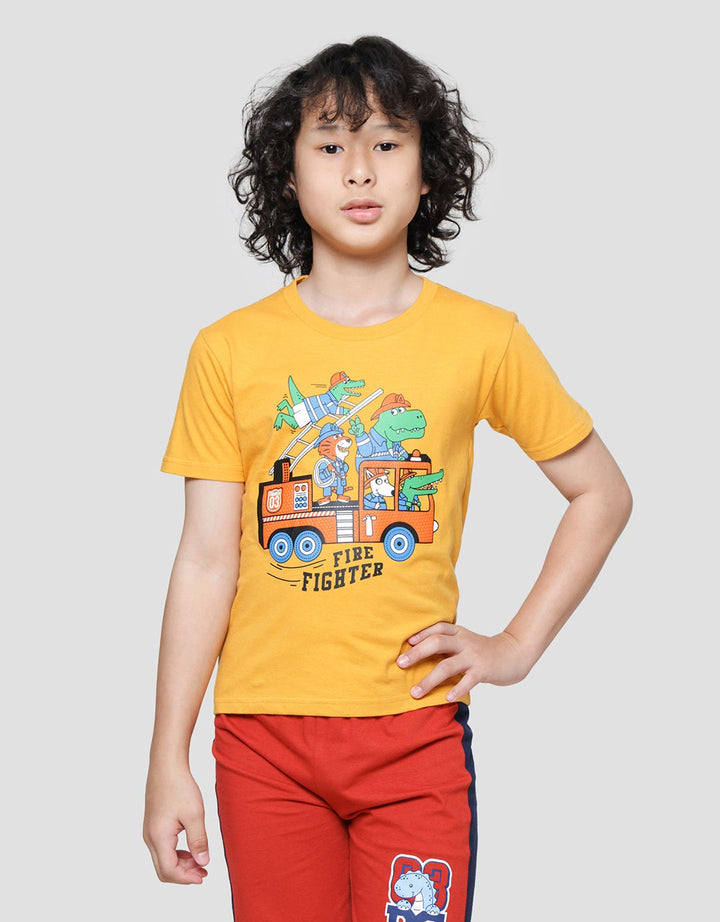 Little M Dino Print Kaos Lengan Pendek Anak Laki-laki
