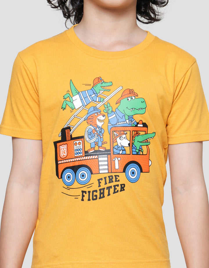 Little M Dino Print Kaos Lengan Pendek Anak Laki-laki