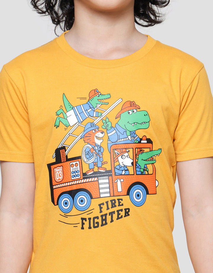 Little M Dino Print Kaos Lengan Pendek Anak Laki-laki