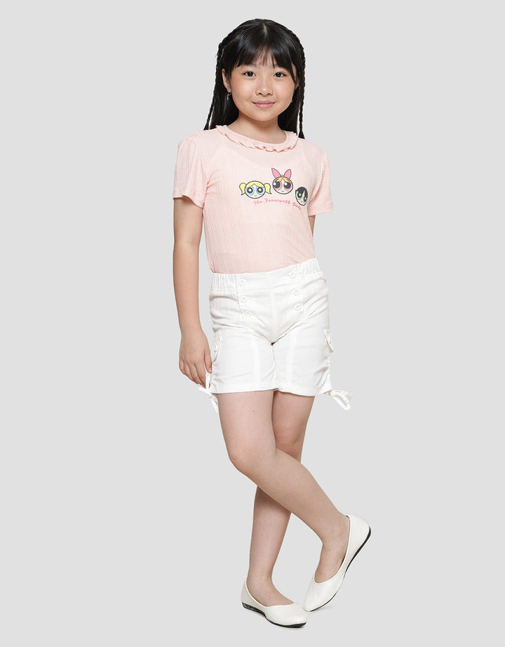 Little M Woven Serut Pinggir Kancing Depan Celana Pendek Anak Perempuan