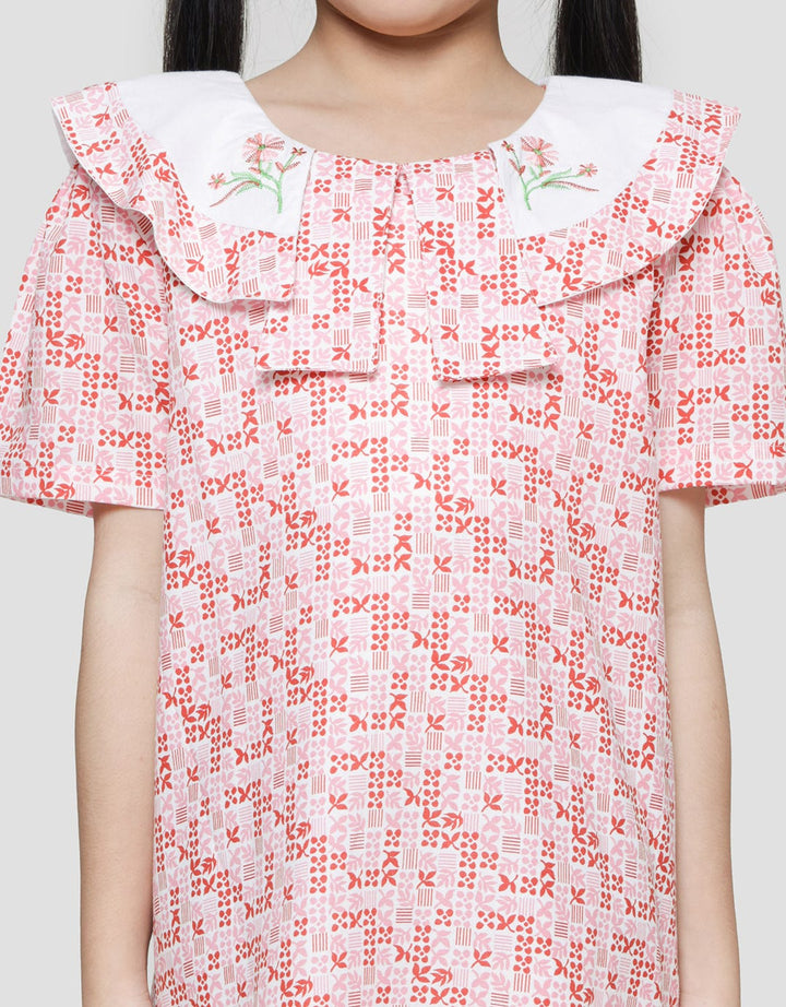 Sweet Miss Floral Batik Midi Dress for Girls