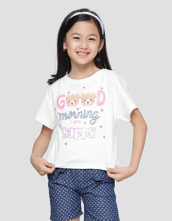 Little M Good Morning Bear 3 Kaos Lengan Pendek Anak Perempuan