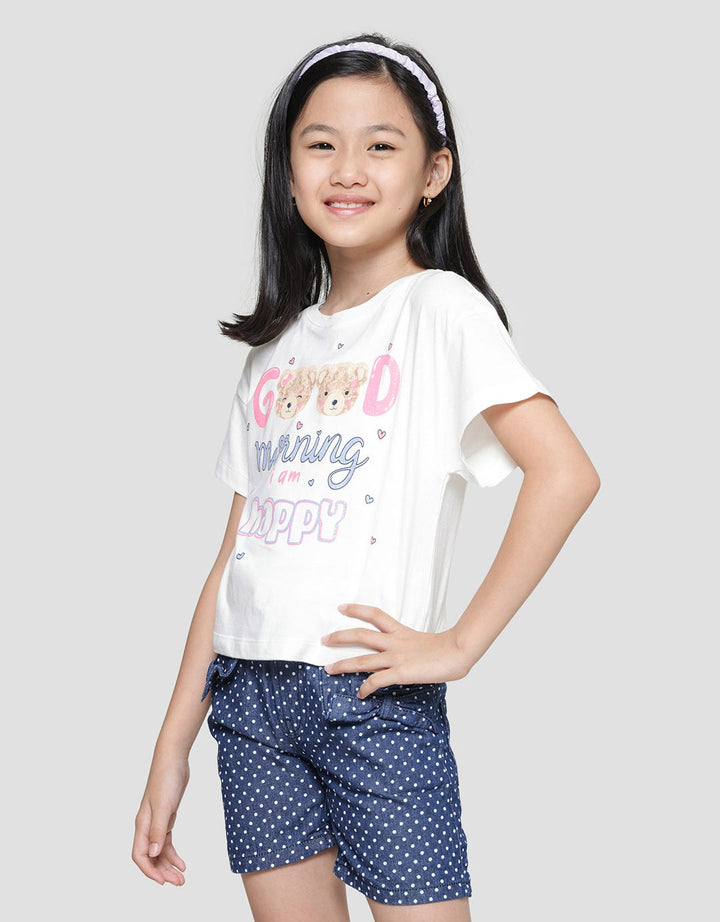Little M Good Morning Bear 3 Kaos Lengan Pendek Anak Perempuan