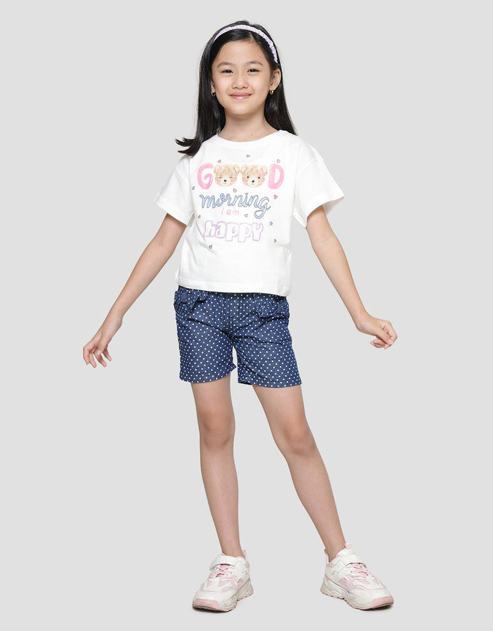 Little M Good Morning Bear 3 Kaos Lengan Pendek Anak Perempuan