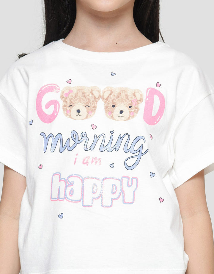 Little M Good Morning Bear 3 Kaos Lengan Pendek Anak Perempuan