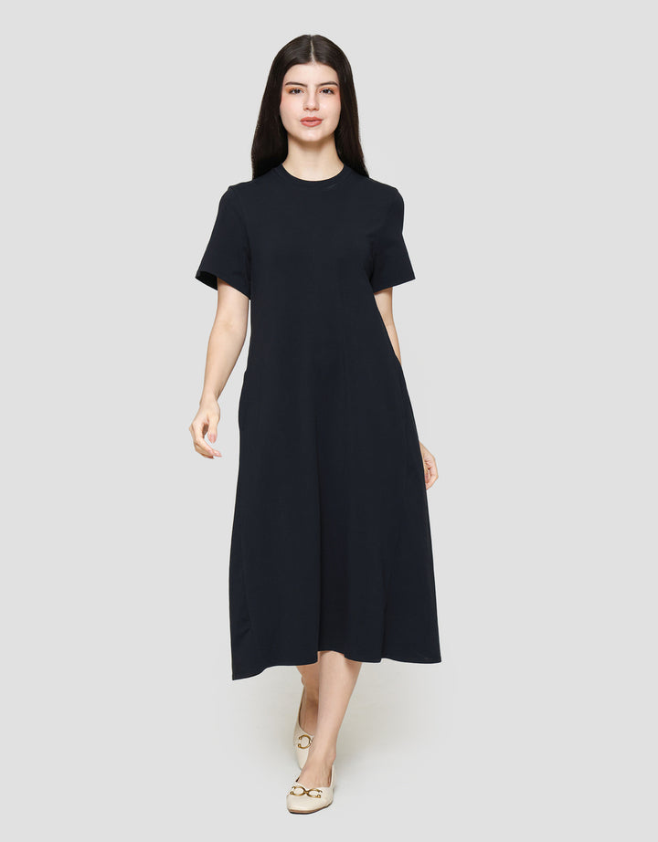 Suko Knit Dress Plain Gaun Jersey Wanita
