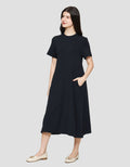 Suko Knit Dress Plain Gaun Jersey Wanita