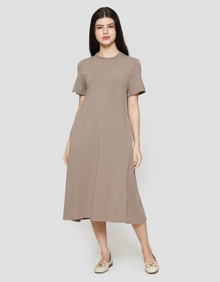 Suko Knit Dress Plain Gaun Jersey Wanita