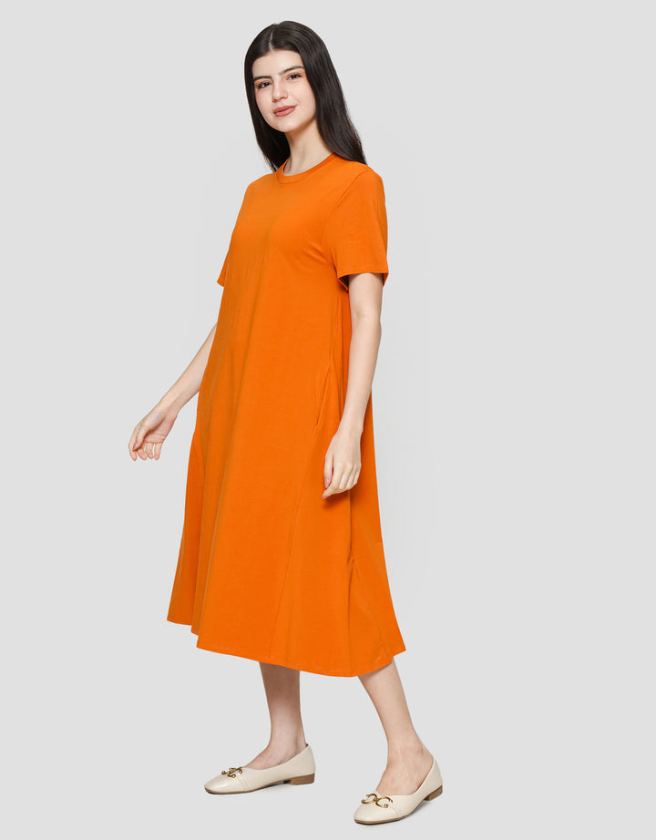 Suko Knit Dress Plain Gaun Jersey Wanita