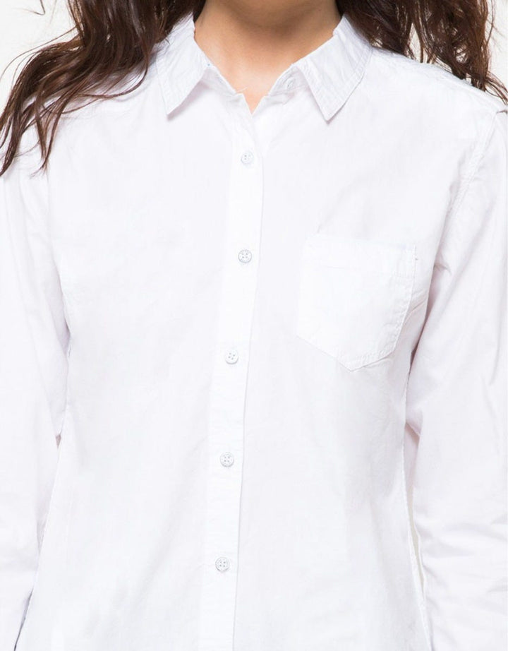 Nevada Wanita Basic Two Pockets LS Shirt Putih