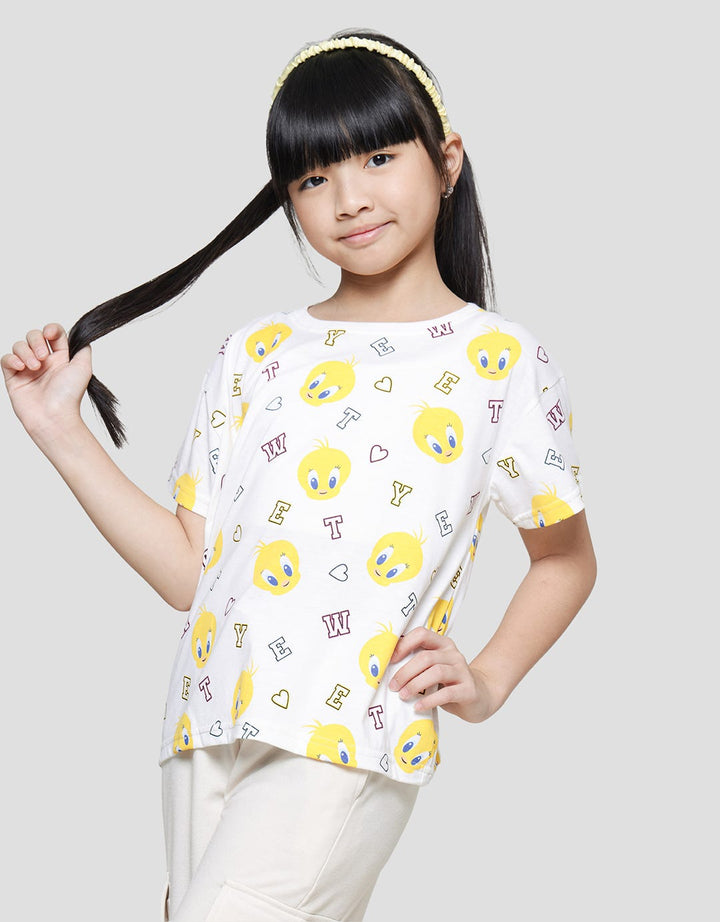 Character Tweety Print Kaos Anak Perempuan