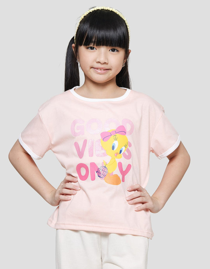 Character Good Vibe Tweety Kaos Anak Perempuan