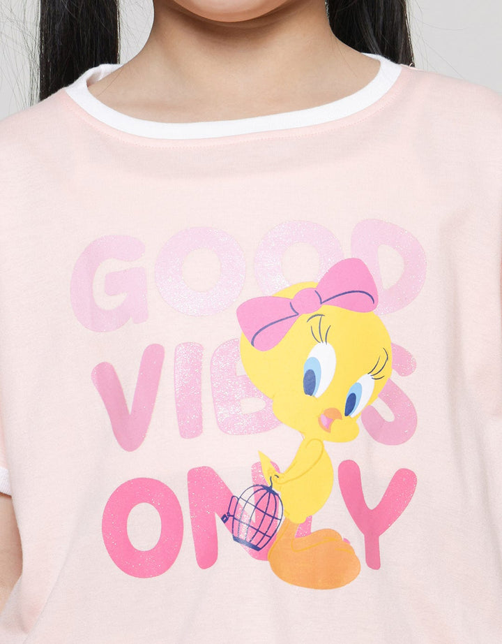 Character Good Vibe Tweety Kaos Anak Perempuan