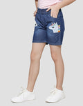 Little M Aplikasi Unicorn Celana Pendek Denim Anak Perempuan