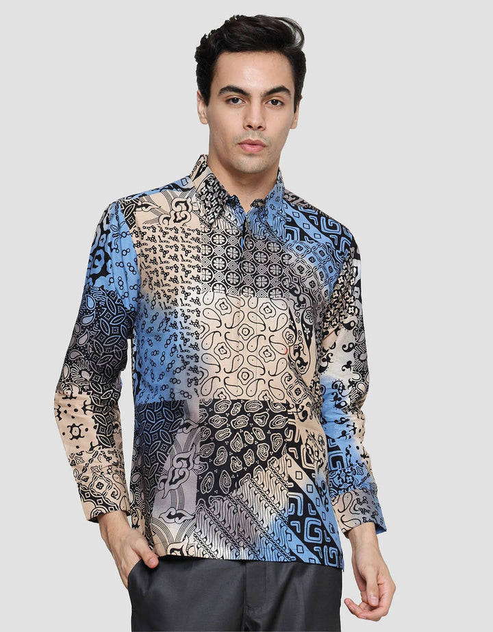 Arjuna Weda Body Fit Batik Tambal Pelangi Kemeja Batik Pria