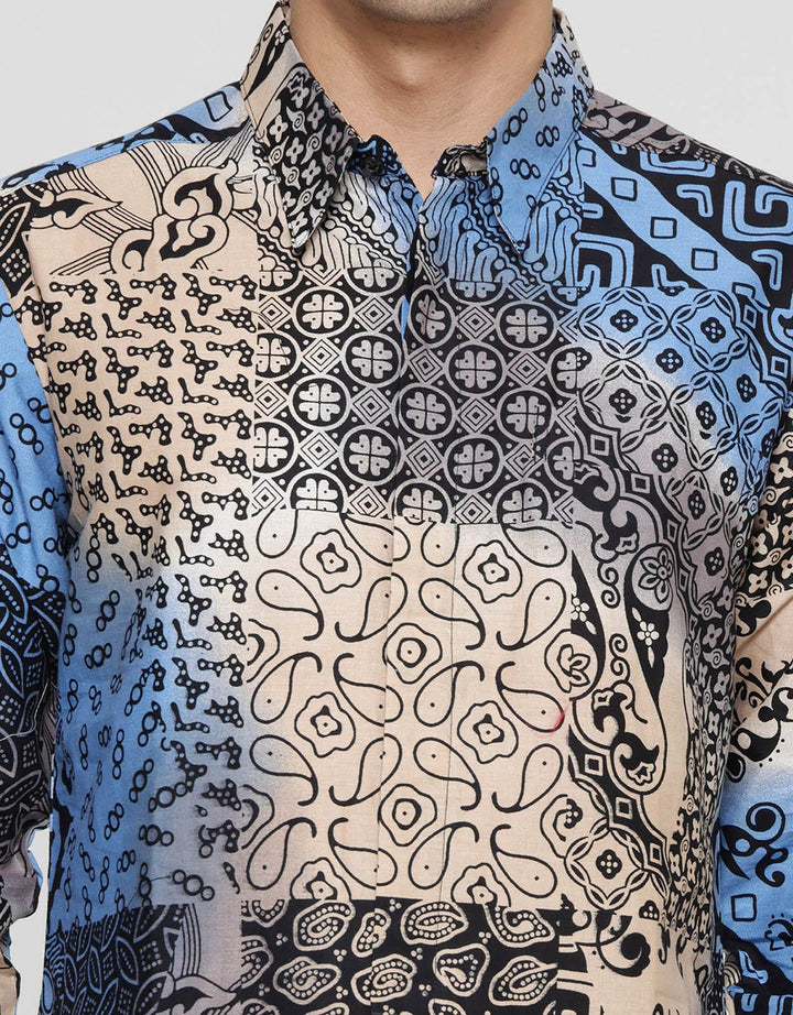Arjuna Weda Body Fit Batik Tambal Pelangi Kemeja Batik Pria