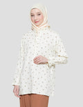 Annisa Print With Ruffled Collar Blouse Lengan Panjang Wanita