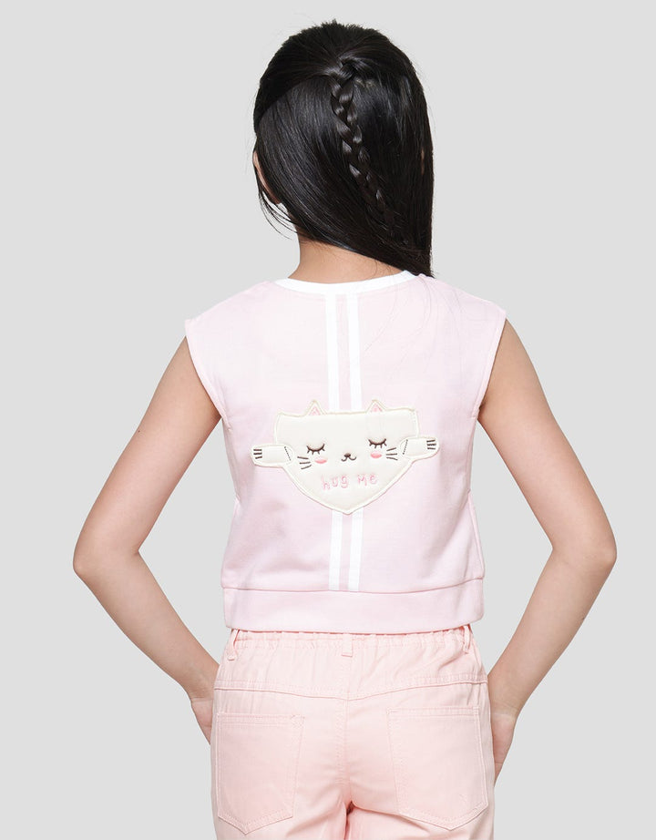 Little M Vest Embroidered Cat Jacket for Girls