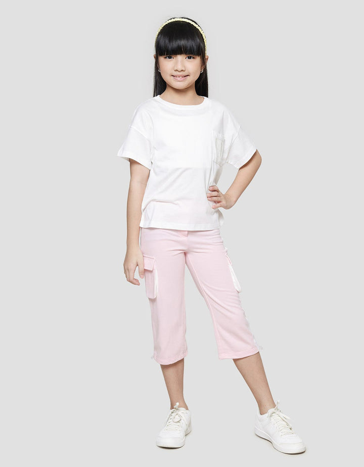 Aero Tencel Kantong  Kaos Lengan Pendek Anak Perempuan