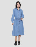 Nevada Denim Midi Dress Wanita