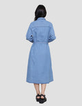 Nevada Denim Midi Dress Wanita