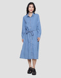 Nevada Denim Midi Dress Wanita
