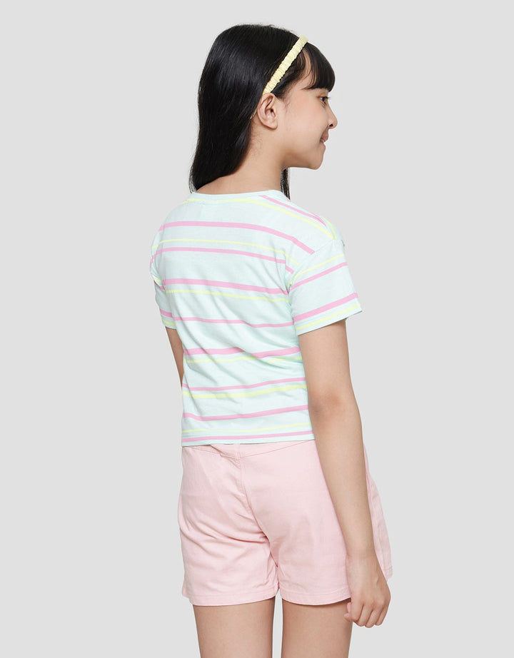 Little M Print Stripe 2 Unicorn Kaos Lengan Pendek Anak Perempuan