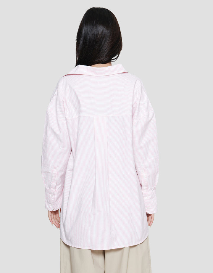 Suko Striped Kemeja Oxford Oversized Wanita