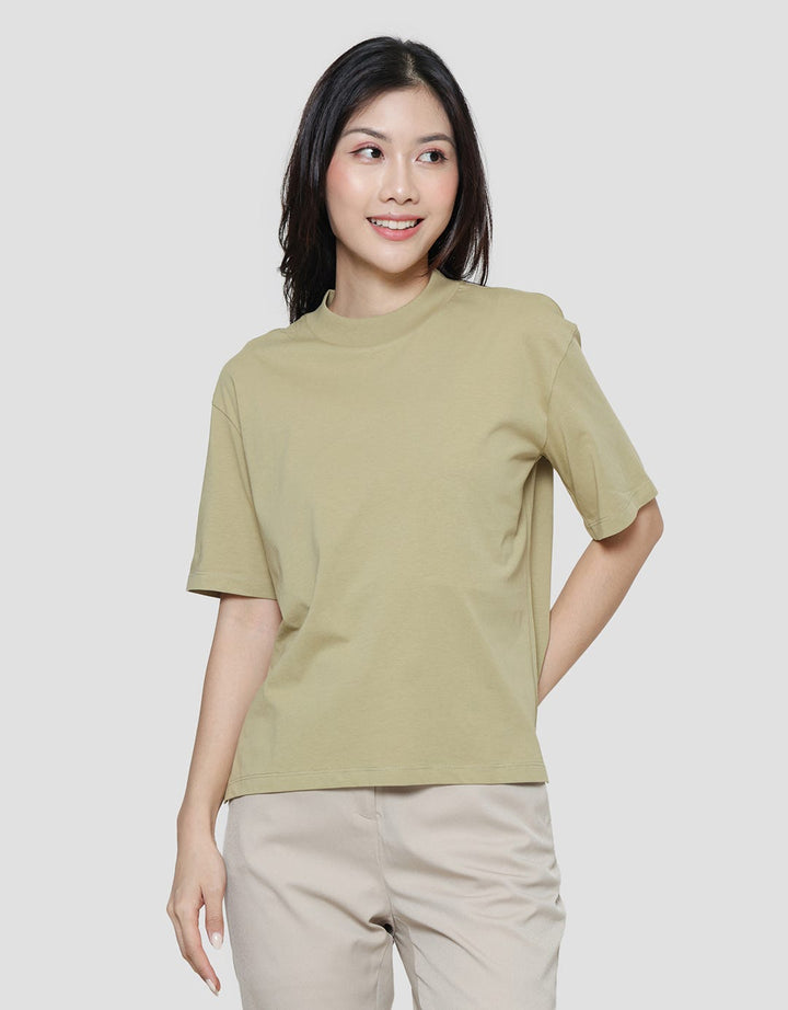 Suko Oversized Crop Round Collar Women's Short Sleeve T-Shirt