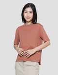 Suko Oversized Crop Round Collar Women's Short Sleeve T-Shirt
