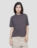 Suko Oversized Crop Round Collar Women's Short Sleeve T-Shirt