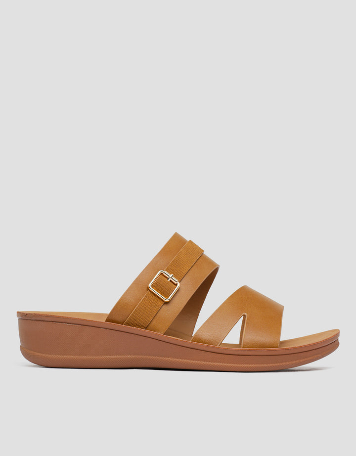 St. Yves Buckle Accent Strap Slipper Sandal Wanita