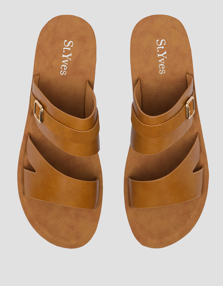 St. Yves Buckle Accent Strap Slipper Sandal Wanita