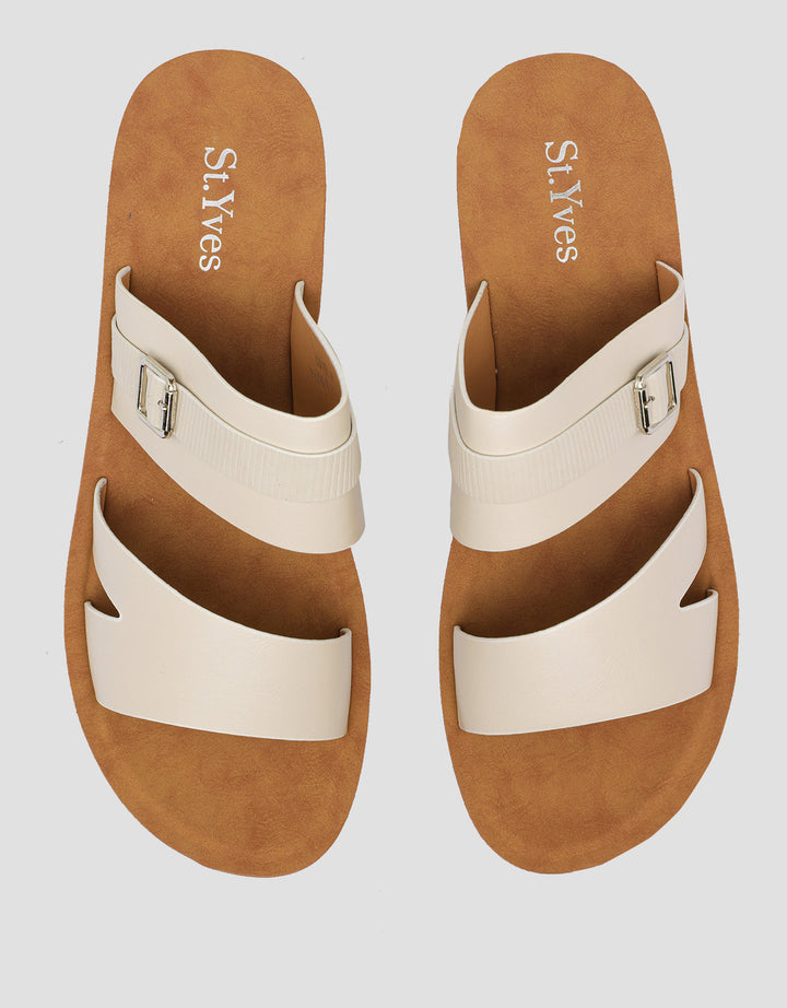 St. Yves Buckle Accent Strap Slipper Sandal Wanita