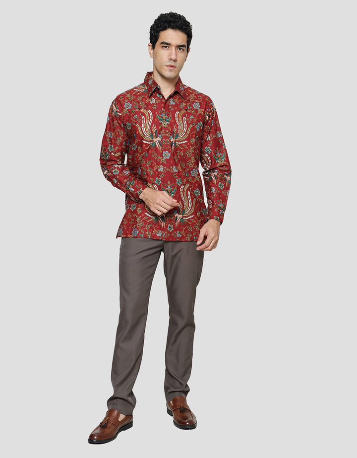 Adikusuma Kemeja Body Fit Batik Manuk Kembar Pria