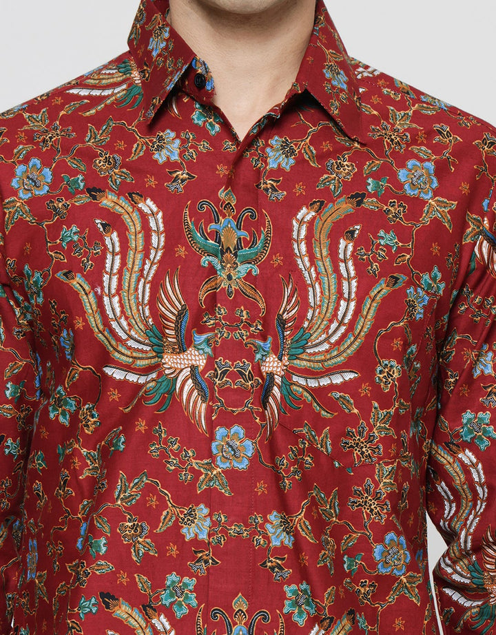 Adikusuma Kemeja Body Fit Batik Manuk Kembar Pria